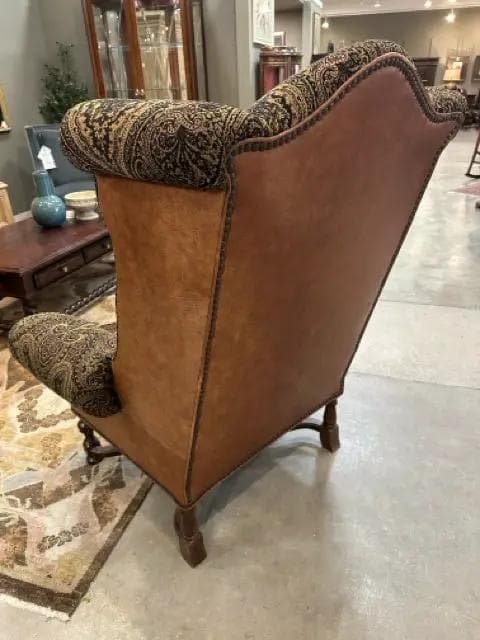 CBS Brown Tapestry English Wing Back Chair - Thumbnail 2