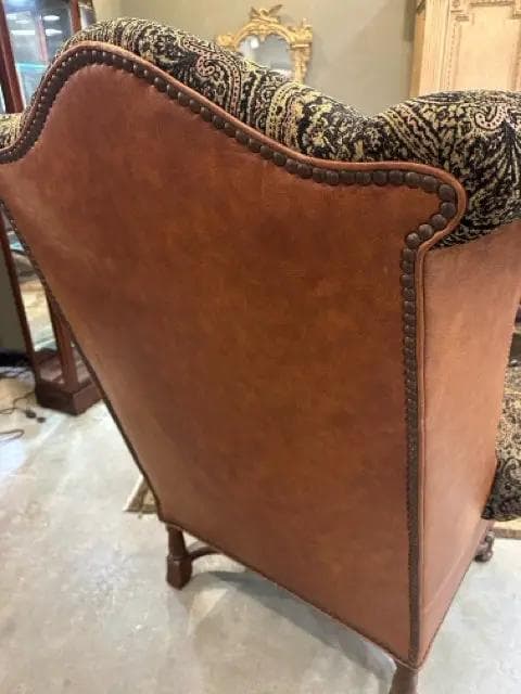 CBS Brown Tapestry English Wing Back Chair - Thumbnail 3