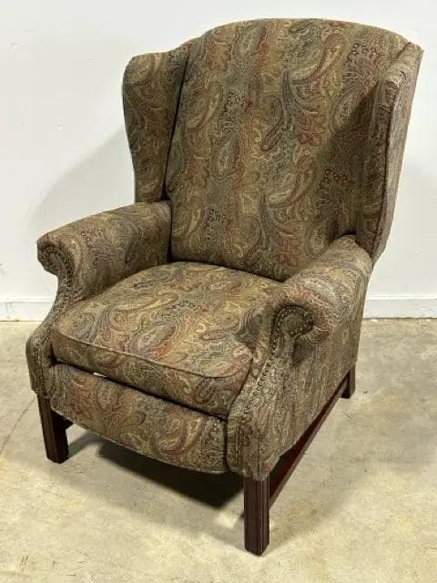 Multi-Colored Paisley Wingback Manual Recliner - Image 1