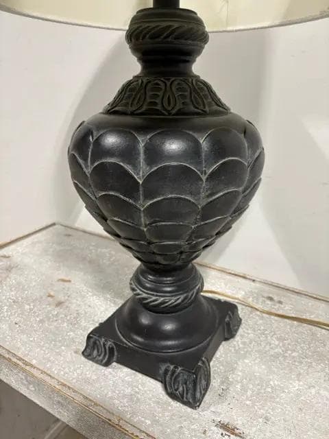 Collective Elegance Black Distressed Metal Lamp With White Shade - Thumbnail 2