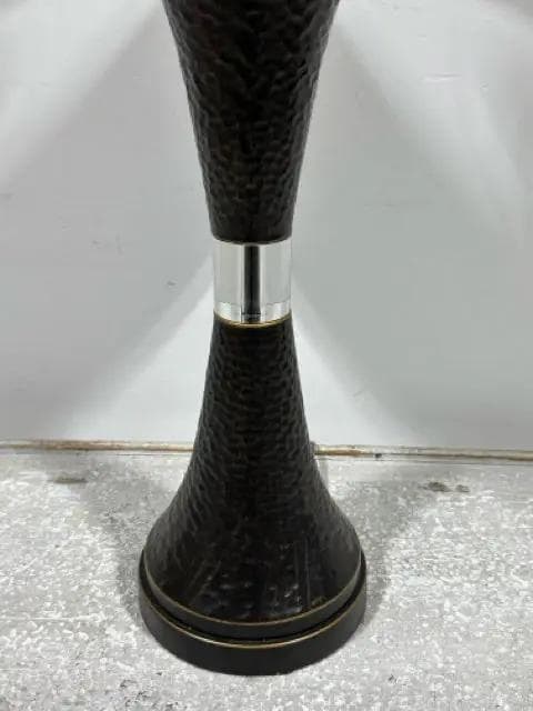 Brown & Gold Hammered Metal Lamp with Cream Shade - Thumbnail 3