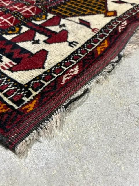2'x4' Maroon, Navy, Orange & Cream Afghan Tribal Mosque Rug - Thumbnail 3