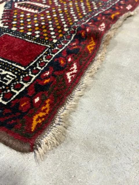 2'x4' Maroon, Navy, Orange & Cream Afghan Tribal Mosque Rug - Thumbnail 2