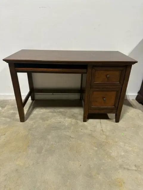 Wood Desk with 2 Drawers & Pull Out Tray - Image 1
