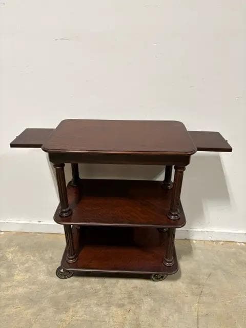 Wooden Antique Butler Trolley with 2 Shelves & 2 Trays - Thumbnail 2