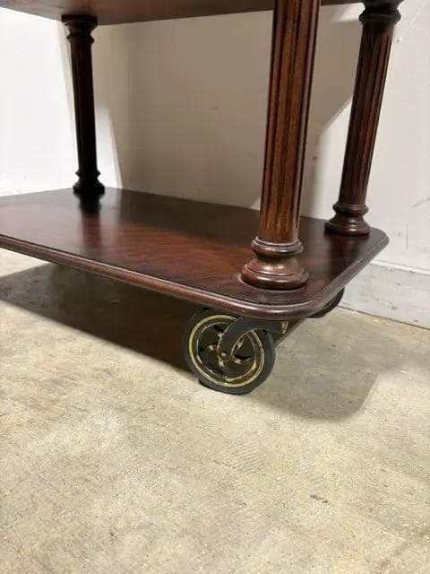 Wooden Antique Butler Trolley with 2 Shelves & 2 Trays - Thumbnail 4