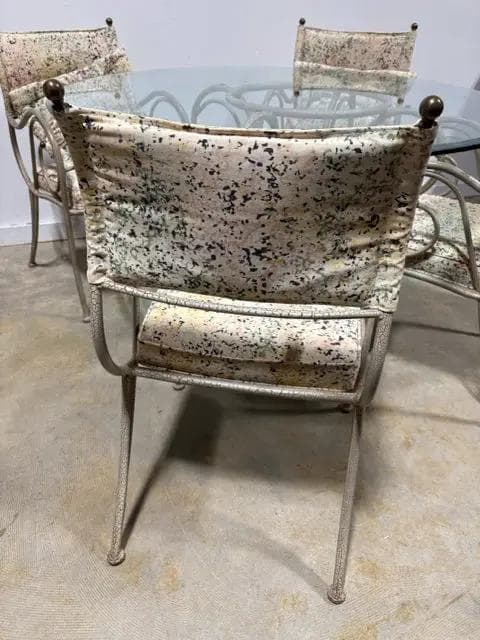 Vintage Shaver Howard Round Glass Top Table With 4 Floral Chairs - Thumbnail 4