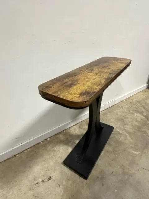 Wooden Top Console Table with Black Metal Base - Thumbnail 3