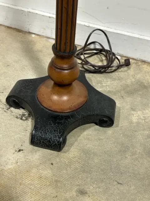 Brown and Black Floor Lamp w/ cream shade - Thumbnail 2