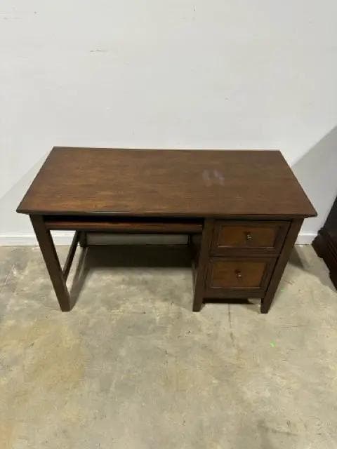 Wood Desk with 2 Drawers & Pull Out Tray - Thumbnail 2