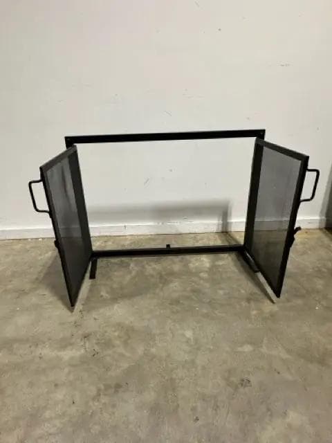 Black Metal & Mesh Fireplace Screen - Thumbnail 2