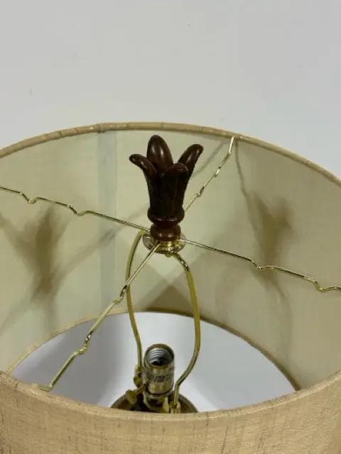 Brown and Black Floor Lamp w/ cream shade - Thumbnail 3