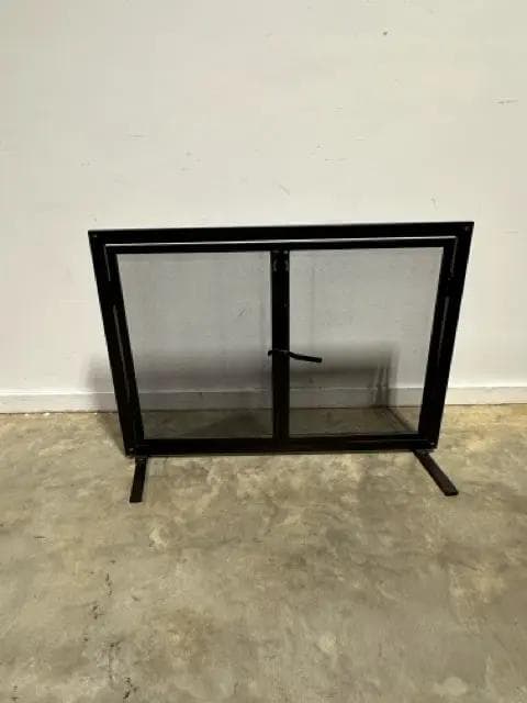 Black Metal & Mesh Fireplace Screen - Image 1