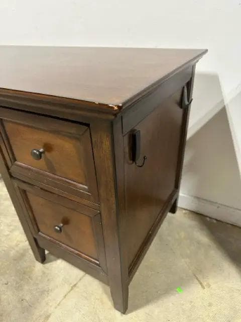 Wood Desk with 2 Drawers & Pull Out Tray - Thumbnail 4