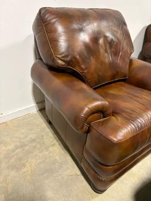 Hancock & Moore Brown Leather Chair and Ottoman - Thumbnail 3