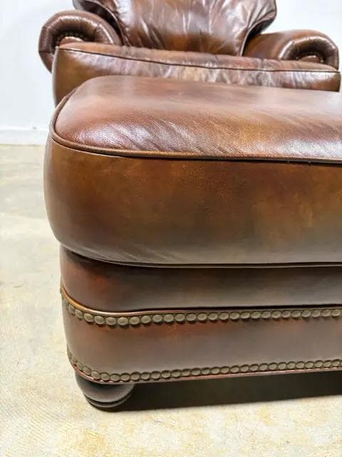 Hancock & Moore Brown Leather Chair and Ottoman - Thumbnail 2