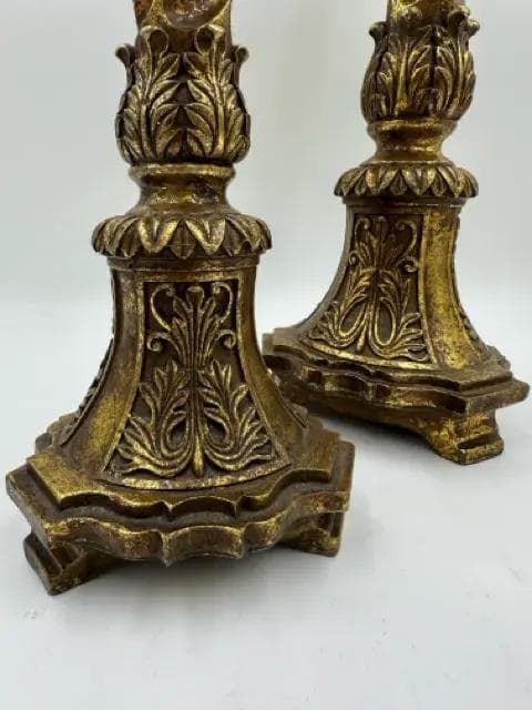Set Of 2 Tiered Ornate Gold Candlestick Holders - Thumbnail 2