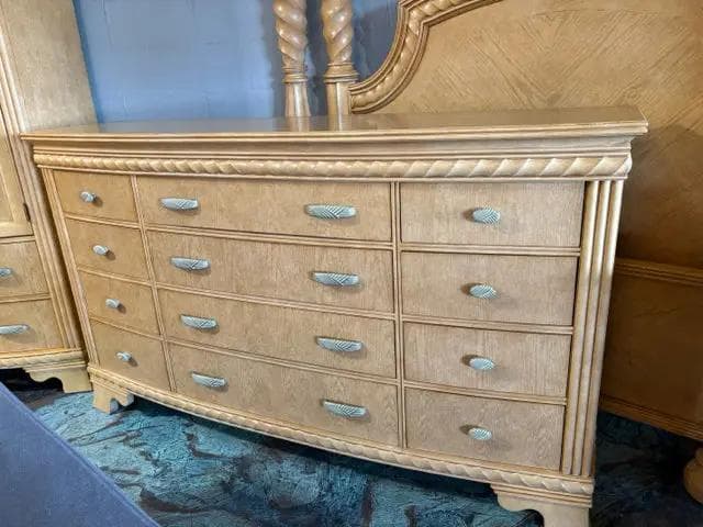 Blonde Wooden Dresser With 12 Drawers - Image 1