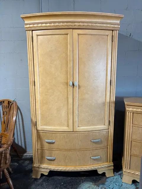 Blonde Wooden Armoire With 3 Drawers And 2 Doors - Image 1