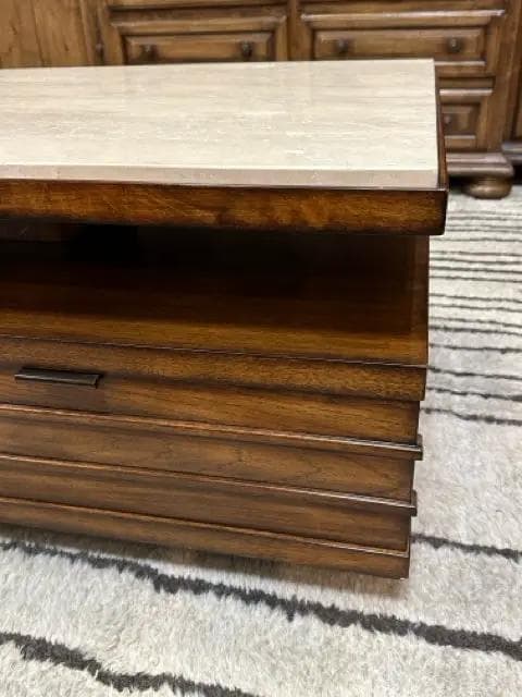 Tommy Bahama 2 Drawer Cocktail Table with Stone Top - Thumbnail 2