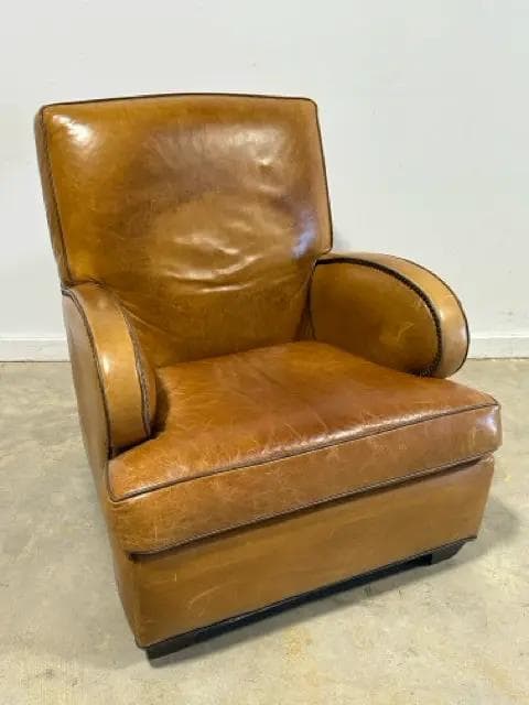 Honey Leather Arm Chair With Nailheads - Thumbnail 2