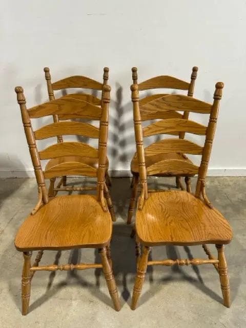 Set Of 4 Oak Dining Chairs - Image 1