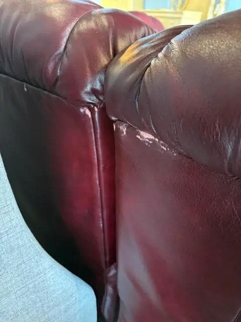 Lay-Z-Boy Red Leather Triple Reclining Sofa Sectional - Thumbnail 9