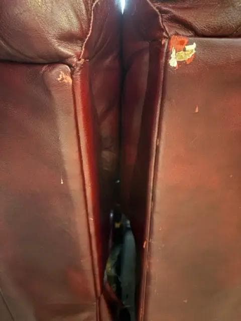 Lay-Z-Boy Red Leather Triple Reclining Sofa Sectional - Thumbnail 8