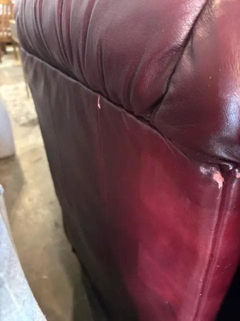 Lay-Z-Boy Red Leather Triple Reclining Sofa Sectional - Thumbnail 10