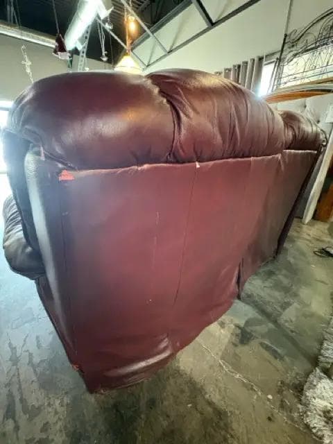 Lay-Z-Boy Red Leather Triple Reclining Sofa Sectional - Thumbnail 7