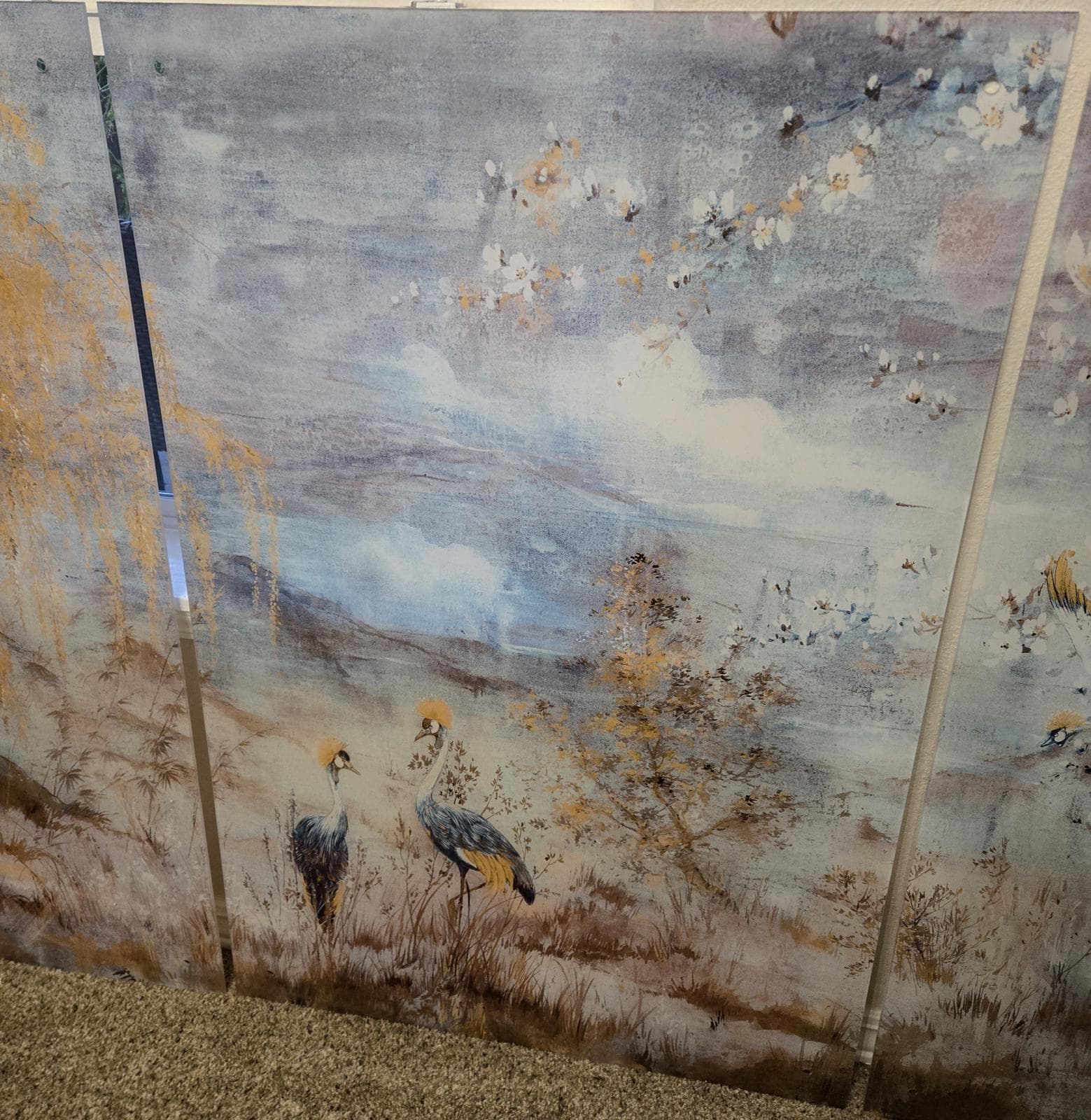 Nicolette Mayer Crested Crane Acrylic Triptych Wall Art, 96x48" overall, Delivery Included - Thumbnail 3