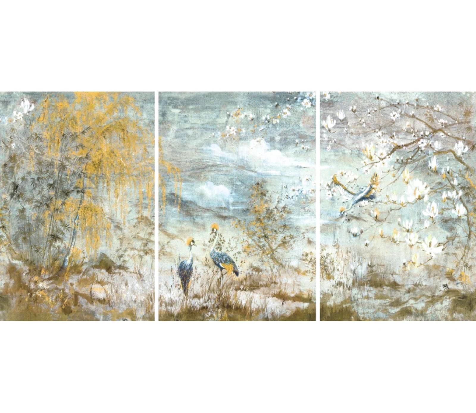 Nicolette Mayer Crested Crane Acrylic Triptych Wall Art, 96x48" overall, Delivery Included - Thumbnail 5