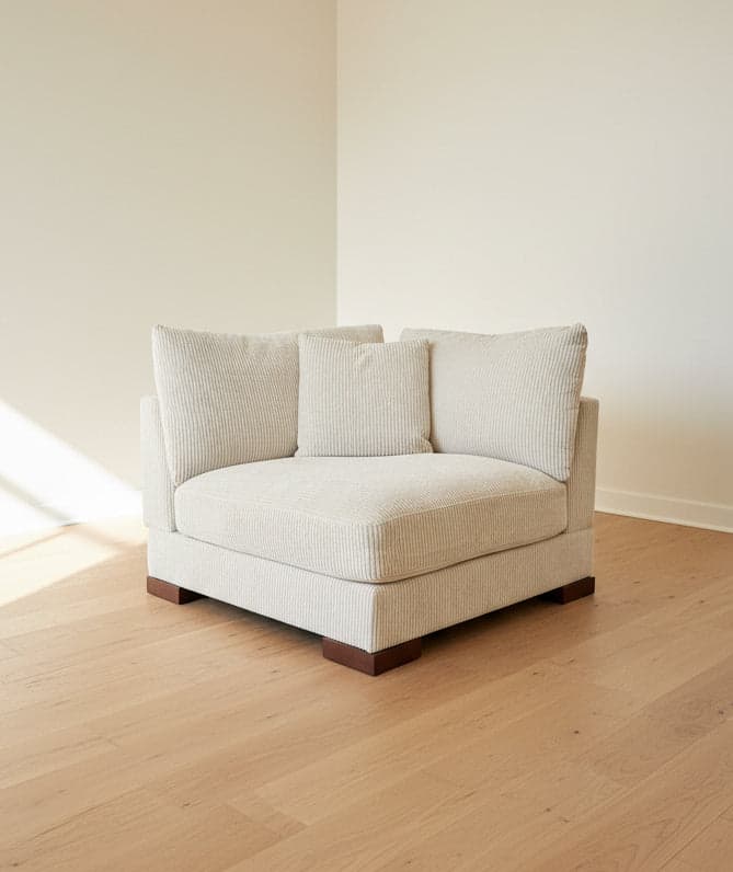 Corduroy Beige Corner Sofa Chair Couch FFE-1425 - Image 1