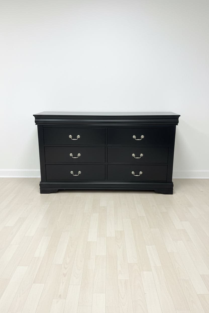 6 Drawer Black Dresser Gold Hardware FFE-1424 - Thumbnail 2