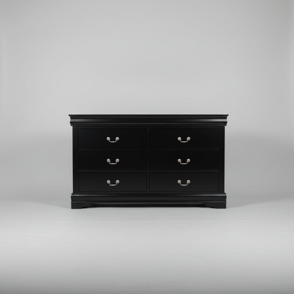 6 Drawer Black Dresser Gold Hardware FFE-1424 - Thumbnail 3