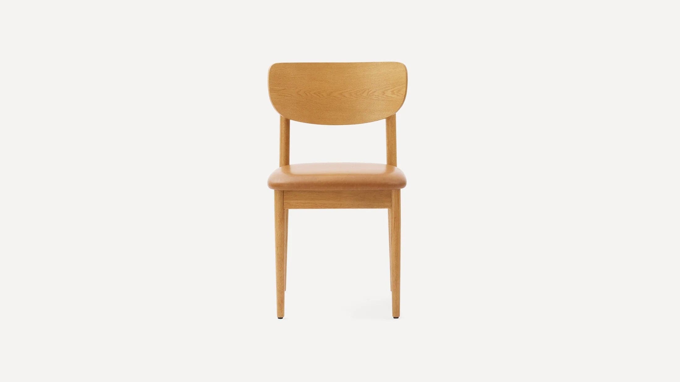 Pair (2) Burrow Haiku Camel Leather/Oak Dining Chairs FFE-1320 - Thumbnail 2