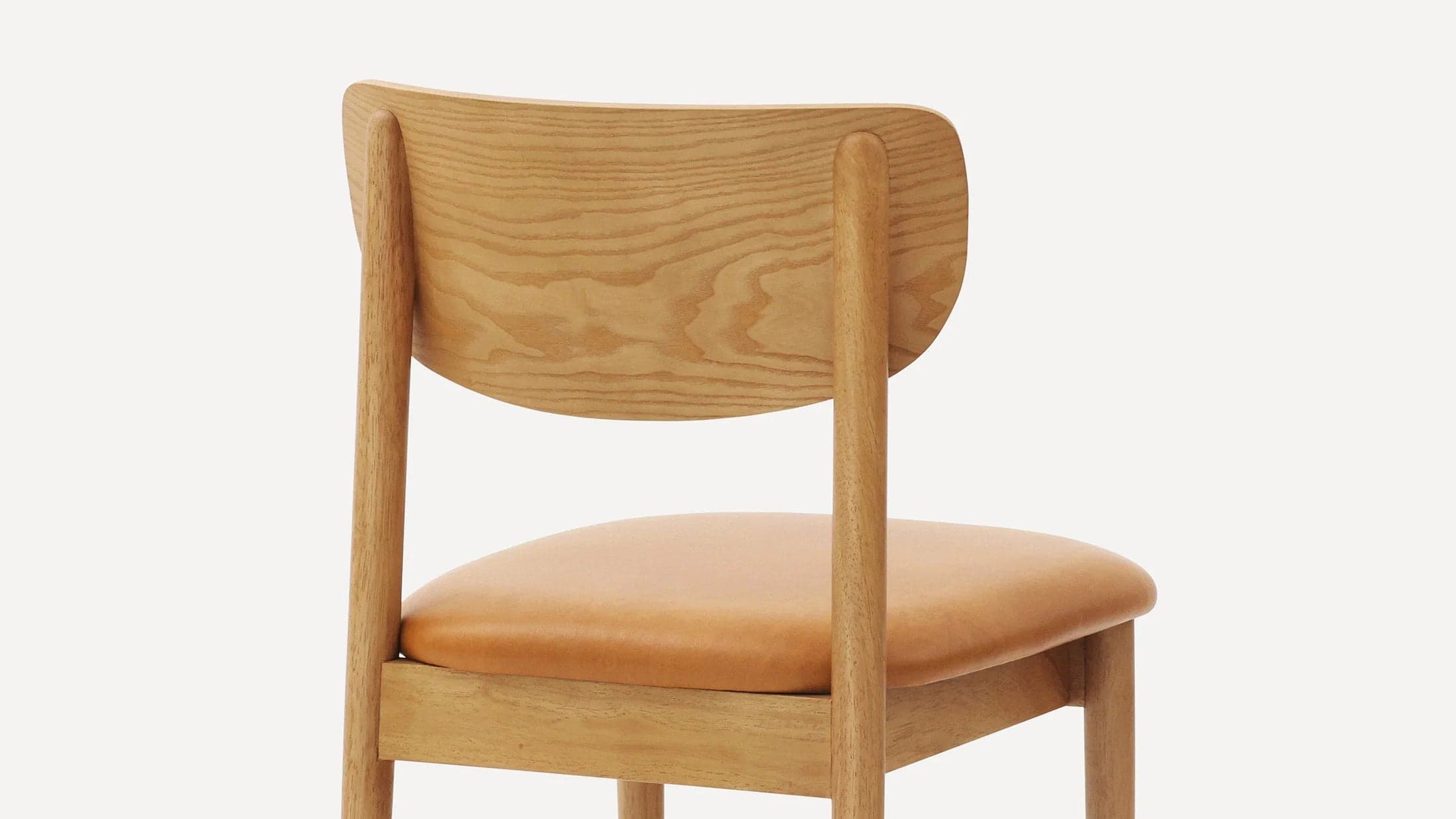 Pair (2) Burrow Haiku Camel Leather/Oak Dining Chairs FFE-1320 - Thumbnail 5