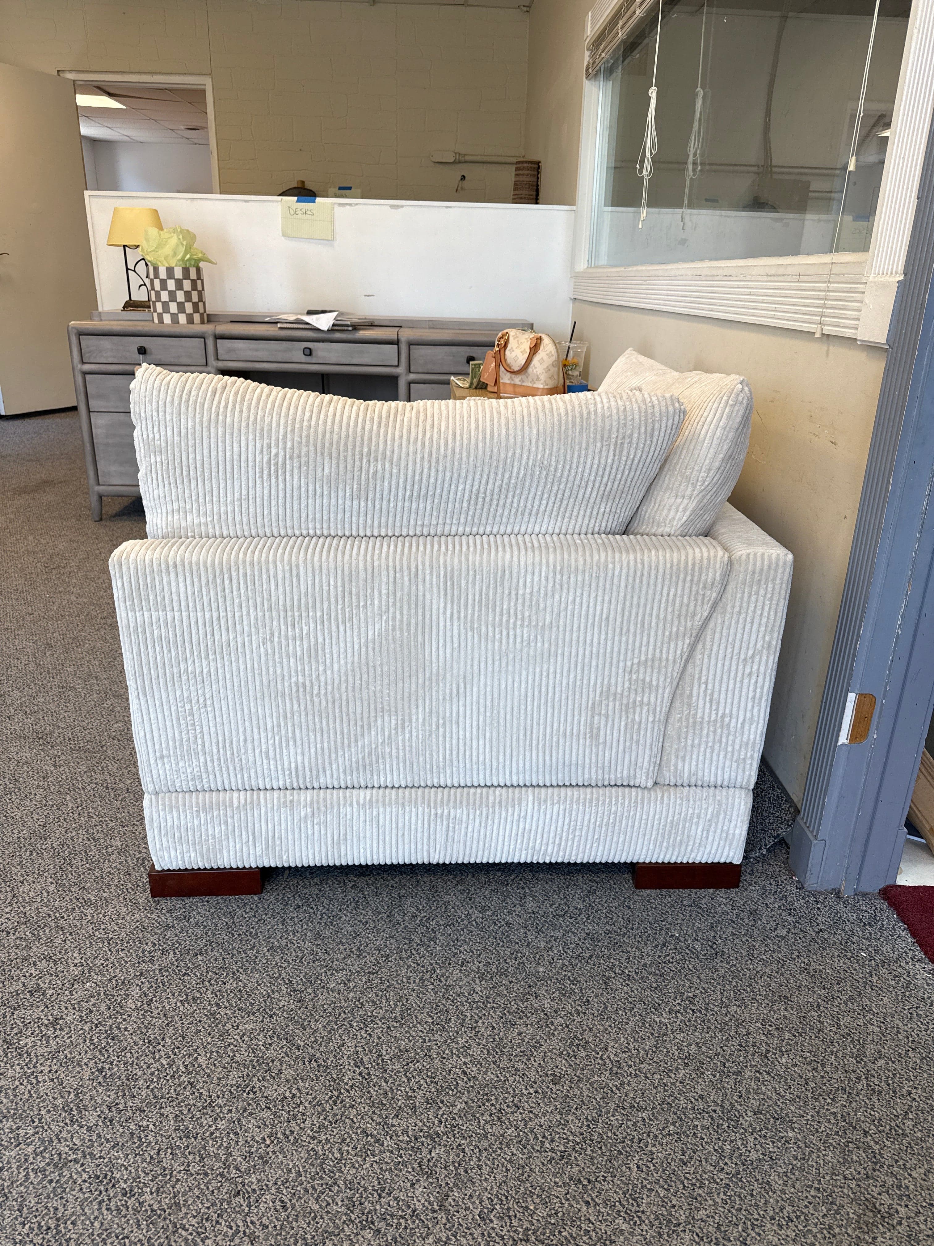 Corduroy Beige Corner Sofa Chair Couch FFE-1425 - Thumbnail 4