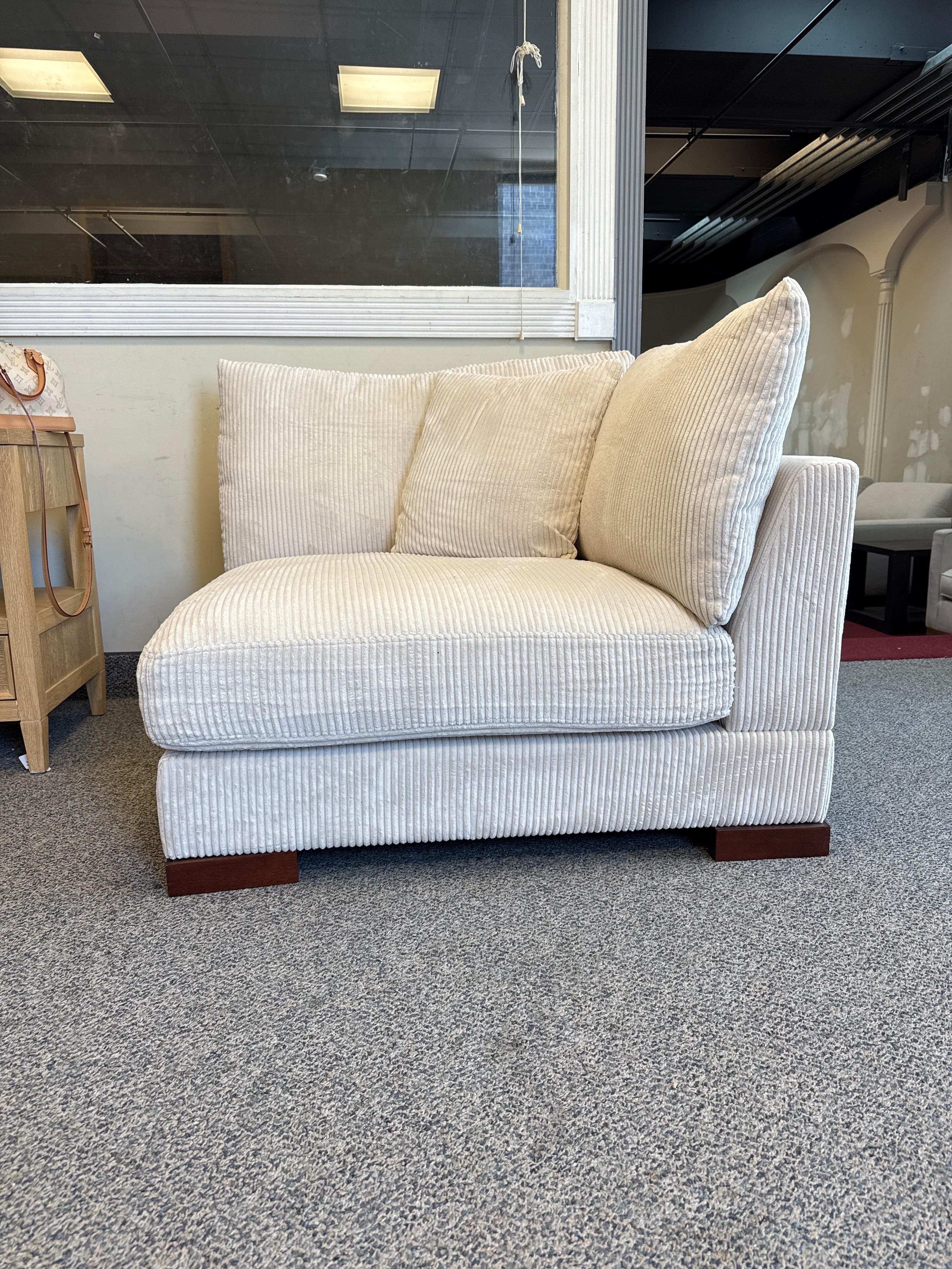 Corduroy Beige Corner Sofa Chair Couch FFE-1425 - Thumbnail 6