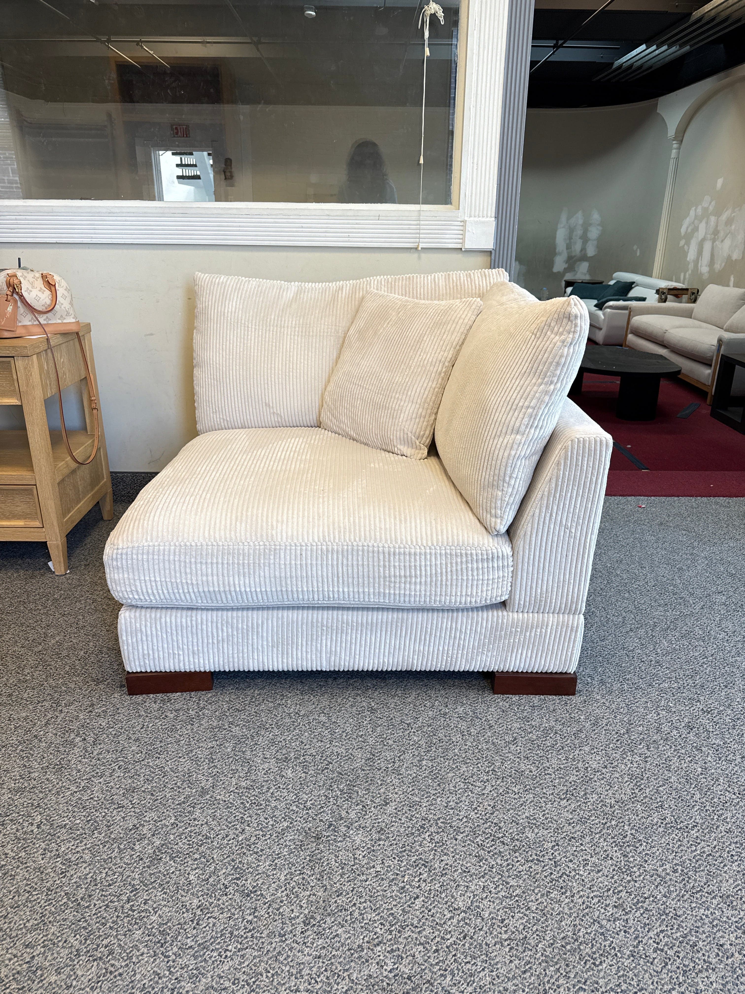 Corduroy Beige Corner Sofa Chair Couch FFE-1425 - Thumbnail 3