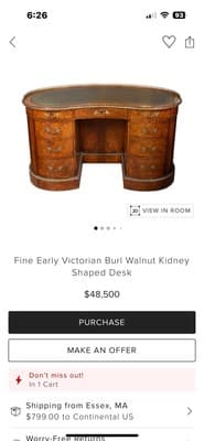 Desk Kidney Shaped By William Fry Original Antique 1880 - Thumbnail 13