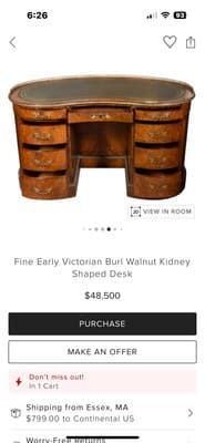 Desk Kidney Shaped By William Fry Original Antique 1880 - Thumbnail 14