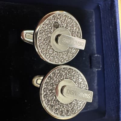 SWAROVSKI Emblem Logo Cufflinks SILVER Men's. New - Image 1