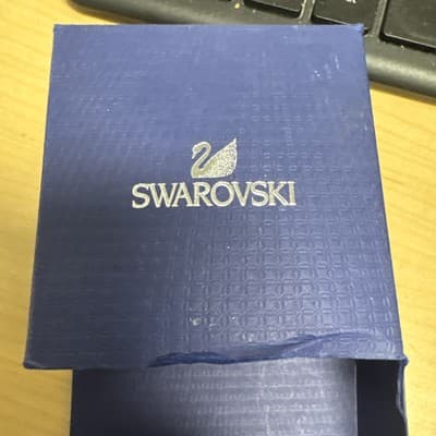 SWAROVSKI Emblem Logo Cufflinks SILVER Men's. New - Thumbnail 4