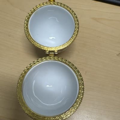 Egg Shaped Porcelain Multi Color Flower Floral Hinged Footed Trinket Box 4” - Thumbnail 3