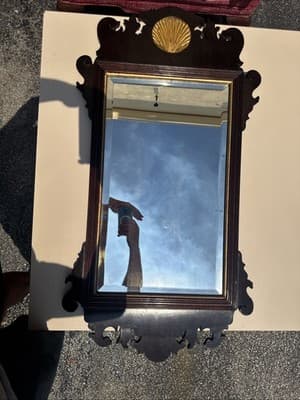 Henkel Harris Mahogany Chippendale Shell Mirror Looking Glass 36x19” - Thumbnail 11