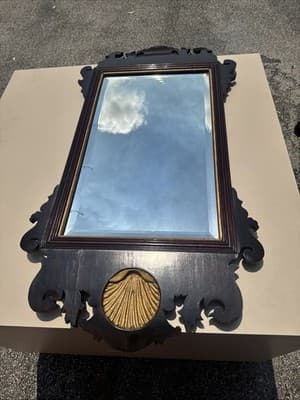 Henkel Harris Mahogany Chippendale Shell Mirror Looking Glass 36x19” - Thumbnail 12