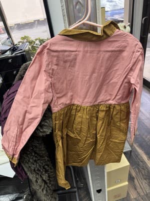 NWT Bonpoint Girl's Fatine Dress Long Sleeve Button Up Shirt Style Pink Tan 8 - Thumbnail 3