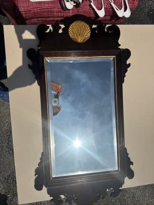 Henkel Harris Mahogany Chippendale Shell Mirror Looking Glass 36x19” - Thumbnail 10