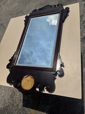 Henkel Harris Mahogany Chippendale Shell Mirror Looking Glass 36x19” - Thumbnail 15